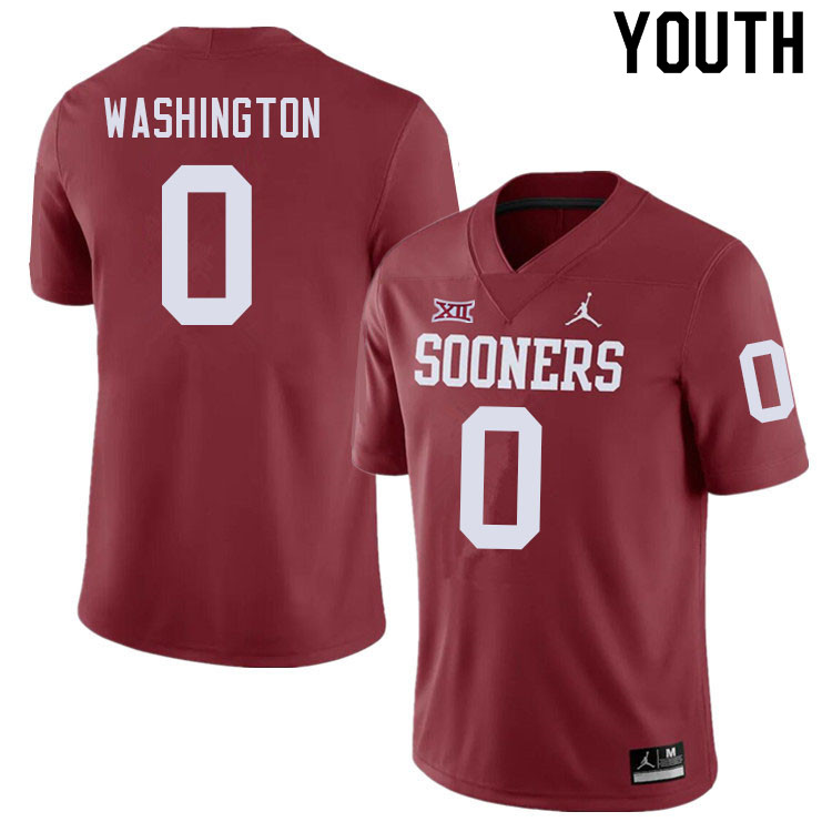Youth #0 Woodi Washington Oklahoma Sooners College Football Jerseys Sale-Crimson - Click Image to Close